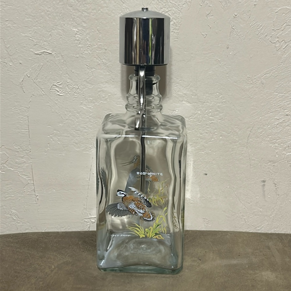 Ned Smith wild bird painted liquor decanter